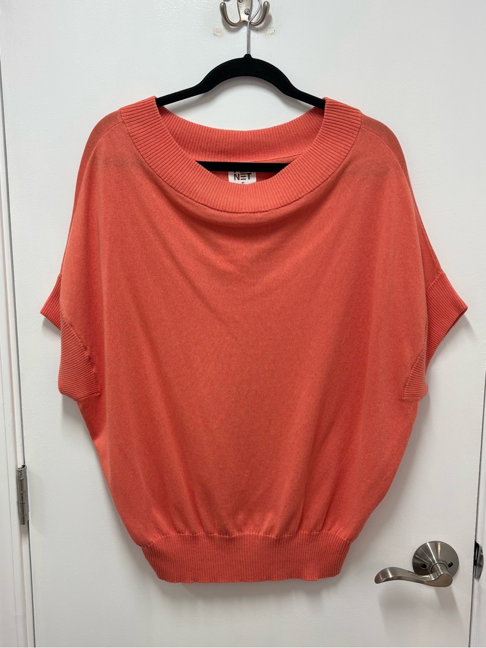 Planet by Lauren G Coral Scoop-Neck Short-Sleeve Sweater